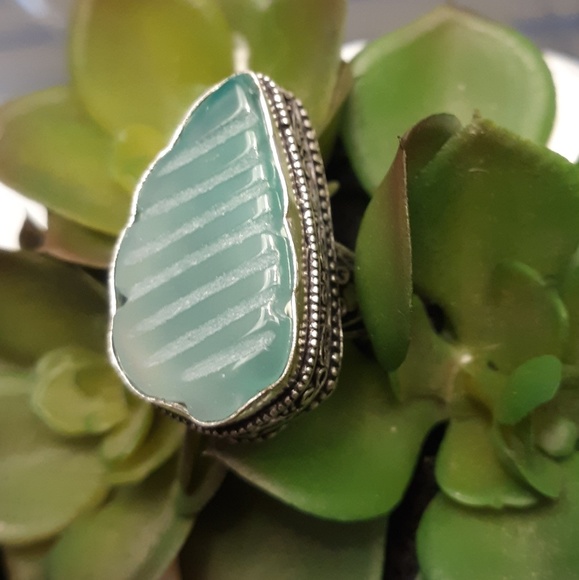 New Hand Carved Chrysoprase 925 Silver Ring. - Picture 6 of 8
